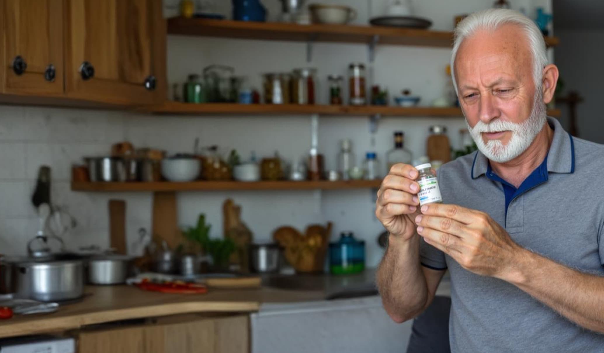 man reading the medicine label